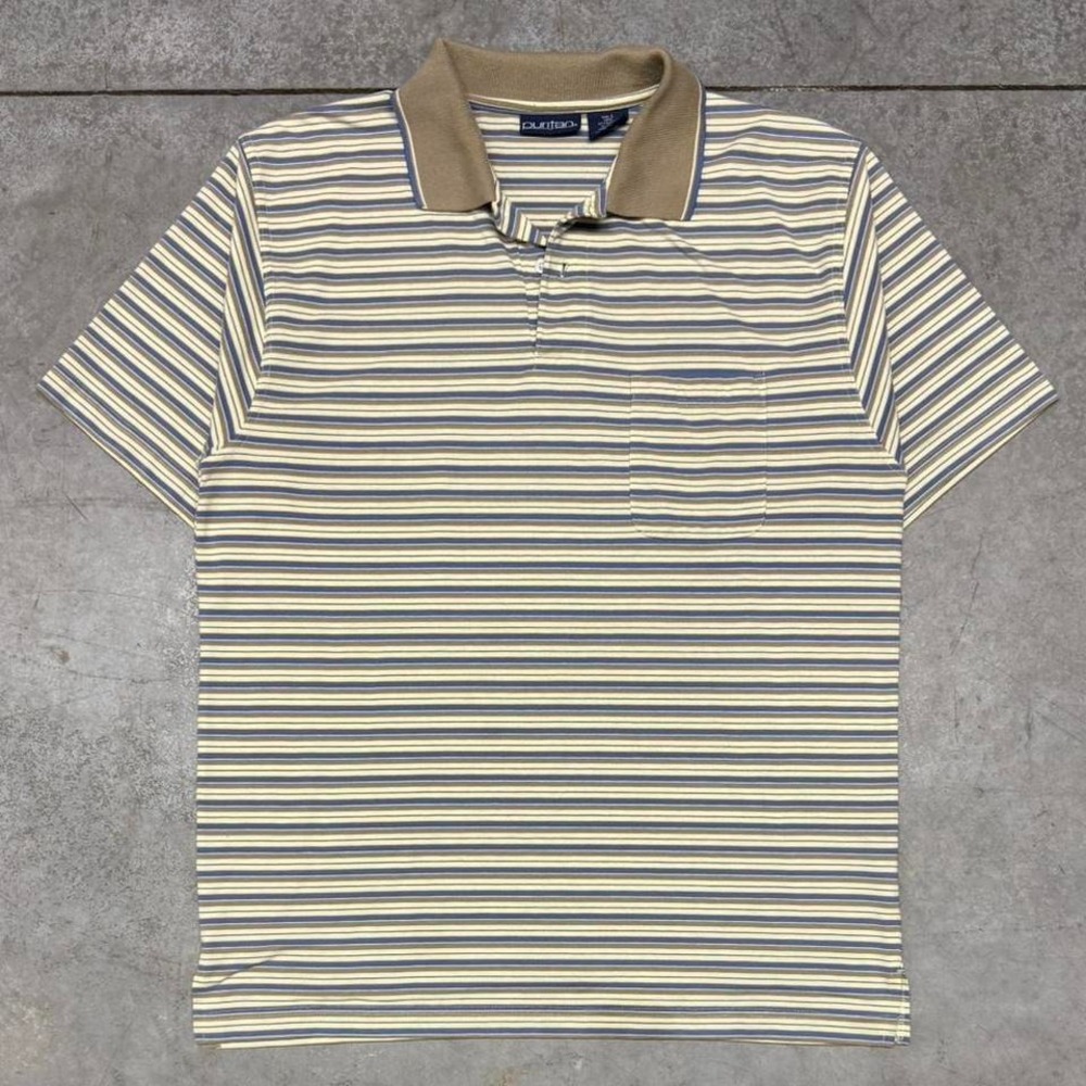 Puritan Men's Summer Essentials Striped Golf Polo  Sz Large